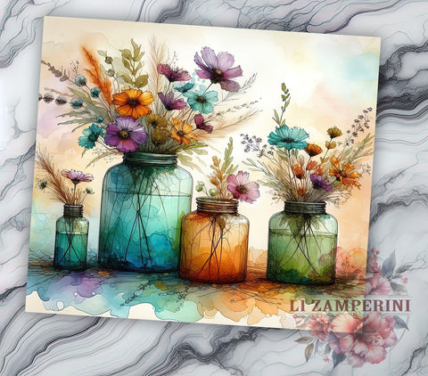 Watercolor Plants, Gardening Tumbler, Plant Lady Design, 20oz Tumbler, Sublimation PNG, Digital Download, Plant Lover Gift Sublimation Li Zamperini 