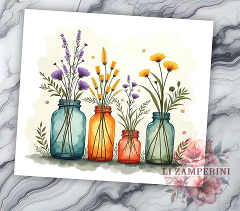 Watercolor Plants, Gardening Tumbler, Plant Lady Design, 20oz Tumbler, Sublimation PNG, Digital Download, Plant Lover Gift Sublimation Li Zamperini 