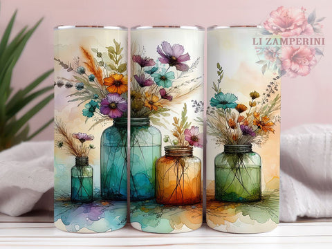 Watercolor Plants, Gardening Tumbler, Plant Lady Design, 20oz Tumbler, Sublimation PNG, Digital Download, Plant Lover Gift Sublimation Li Zamperini 