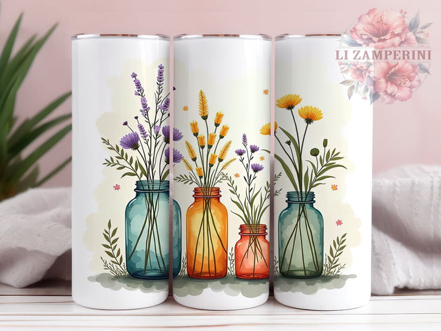Watercolor Plants, Gardening Tumbler, Plant Lady Design, 20oz Tumbler, Sublimation PNG, Digital Download, Plant Lover Gift Sublimation Li Zamperini 