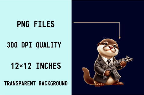 Watercolor Playful Otter Pups Sublimation Clipart Bundle Sublimation SVGArt 