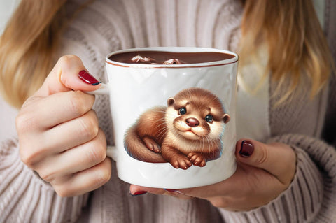 Watercolor Playful Otter Pups Sublimation Clipart Bundle Sublimation SVGArt 