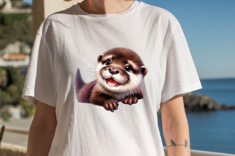 Watercolor Playful Otter Pups Sublimation Clipart Bundle Sublimation SVGArt 