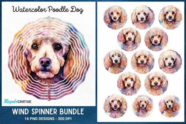 Watercolor Poodle Dog Wind Spinner Sublimation Bundle Sublimation Regulrcrative 