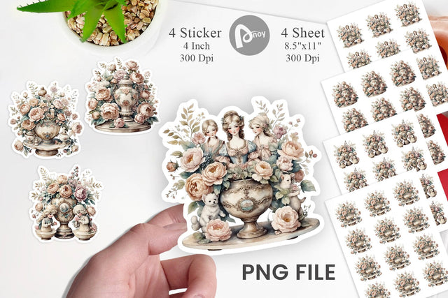 Watercolor Porcelain Figurine Sticker Sublimation artnoy 