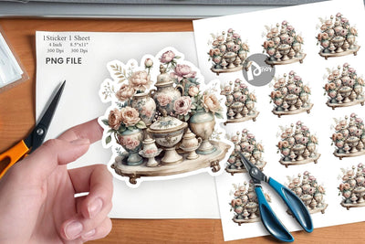 Watercolor Porcelain Figurine Sticker Sublimation artnoy 