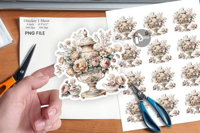 Watercolor Porcelain Figurine Sticker Sublimation artnoy 