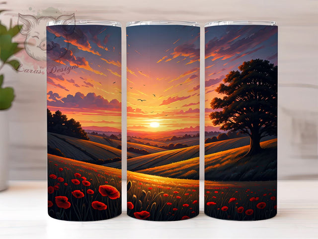Watercolor Prairie Sunset 20oz Tumbler, Watercolor Design, Sublimation Tumbler, 20oz Tumbler, Sunset Drinkware, Nature Inspired Gift, Artistic Tumbler Wrap Sublimation Lara' s Designs 