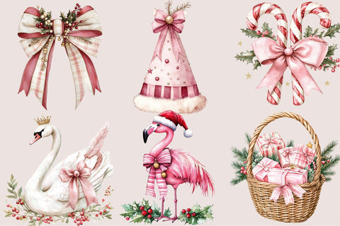 Watercolor Preppy Christmas Clipart Sublimation SVGArt 