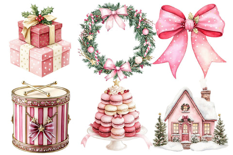 Watercolor Preppy Christmas Clipart Sublimation SVGArt 