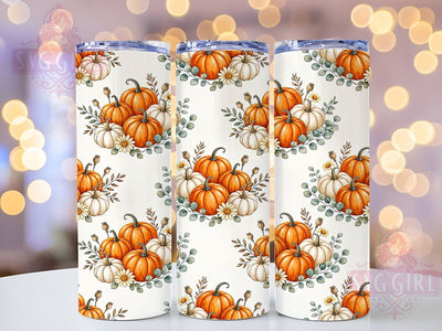 Watercolor Pumpkin Botanical 20oz Tumbler, Watercolor Pumpkin Motif, Botanical Art Design, Autumn Theme, Elegant Accent, Rustic Charm, Sublimation Wrap, 20oz Tumbler Sublimation SvggirlplusArt 