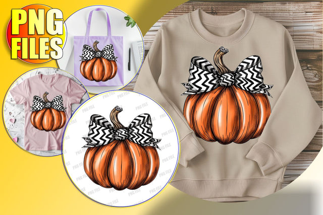 Watercolor Pumpkin Bow Design PNG for Sublimation Sublimation afrosvg 
