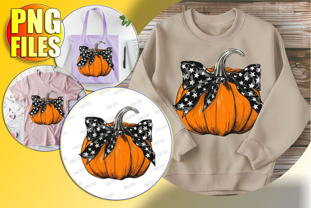 Watercolor Pumpkin Bow PNG for Autumn Crafts Sublimation afrosvg 