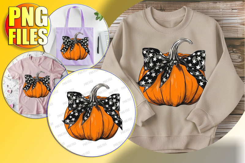 Watercolor Pumpkin Bow PNG for Autumn Crafts Sublimation afrosvg 