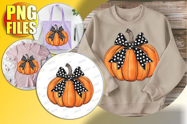 Watercolor Pumpkin Bow PNG for Halloween Crafts Sublimation afrosvg 