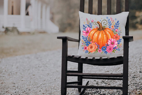 Watercolor Pumpkin Floral PNG, Fall Sublimation Design Sublimation Pickled Thistle Creative 