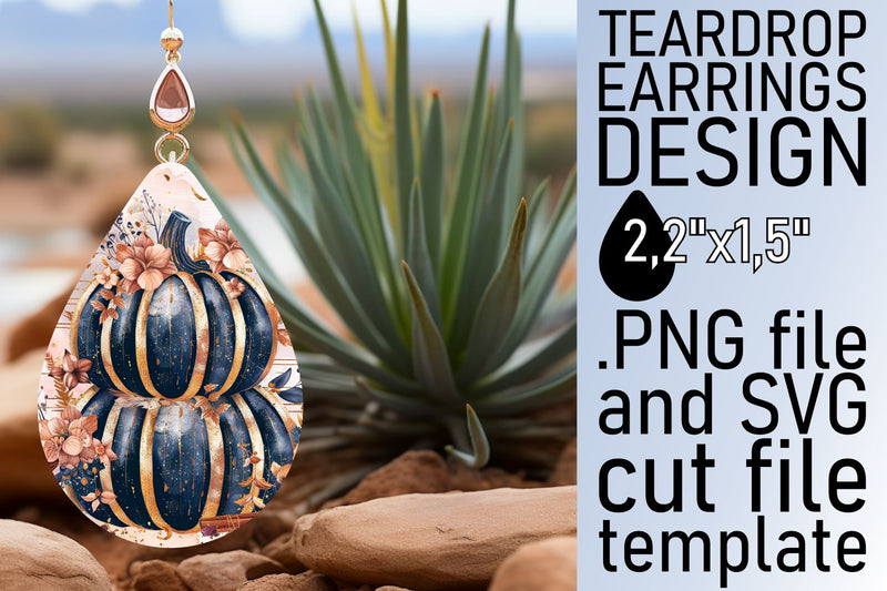 Watercolor Pumpkin Teardrop Earrings Sublimation afrosvg 
