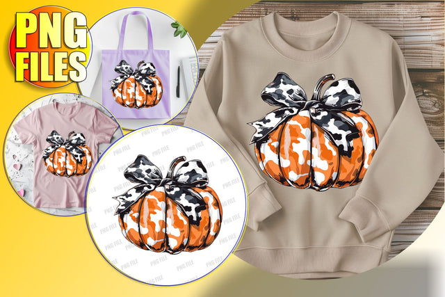 Watercolor Pumpkin with Bow Fall PNG for Sublimation Sublimation afrosvg 