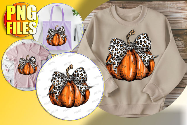 Watercolor Pumpkin with Bow PNG for Halloween Sublimation afrosvg 