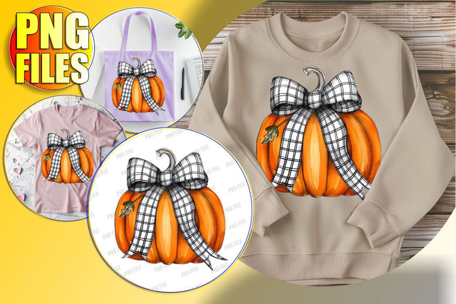 Watercolor Pumpkin with Bow Sublimation Clipart Sublimation afrosvg 