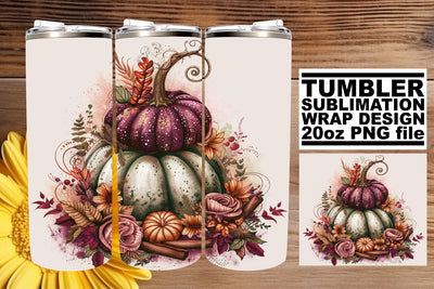 Watercolor Pumpkin Wrap for 20oz Tumblers Sublimation afrosvg 