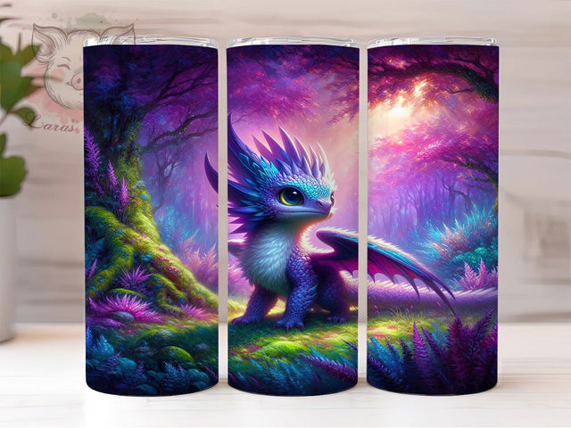 Watercolor Purple Fantasy Dragon Tumbler, Purple Dragon Wrap, 20oz Tumbler Sublimation, Fantasy Dragon Art, Artistic Dragon Design, Mythical Creature Tumbler, Hand Painted Dragon Wrap Sublimation Lara' s Designs 