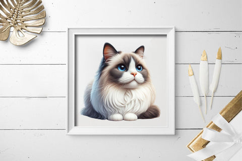 Watercolor Ragdoll Cats Clipart Bundle Sublimation SVGArt 