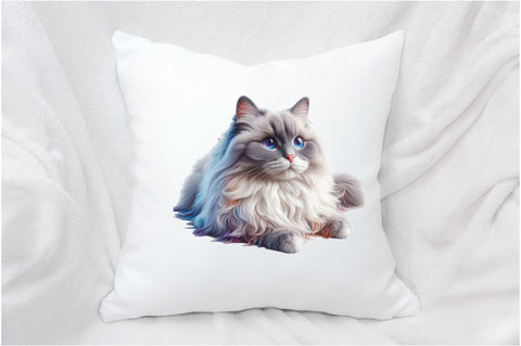 Watercolor Ragdoll Cats Clipart Bundle Sublimation SVGArt 