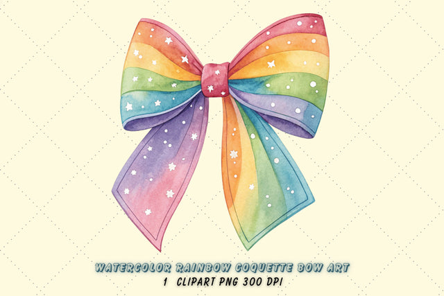 Watercolor Rainbow Coquette Bow Clipart with Blended Colors, watercolor rainbow bow, blended coquette bow, artistic bow design, rainbow clipart art, digital bow design, watercolor blend design, blended bow art Sublimation FloridPrintables 