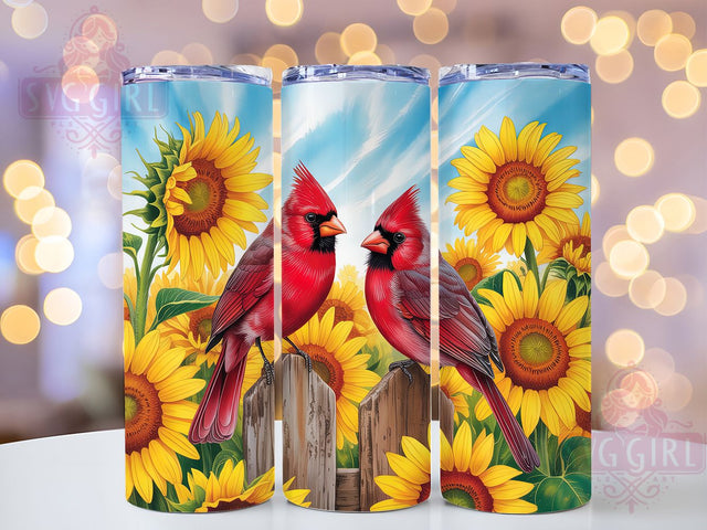 Watercolor Red Cardinal Sunflower Tumbler, Watercolor Bird Wrap, Cute Floral Cup, Nature Sublimation Design, Valentine Gift Tumbler, Sweet Cardinal Flowers Wrap, Adorable Bird Cup Sublimation SvggirlplusArt 