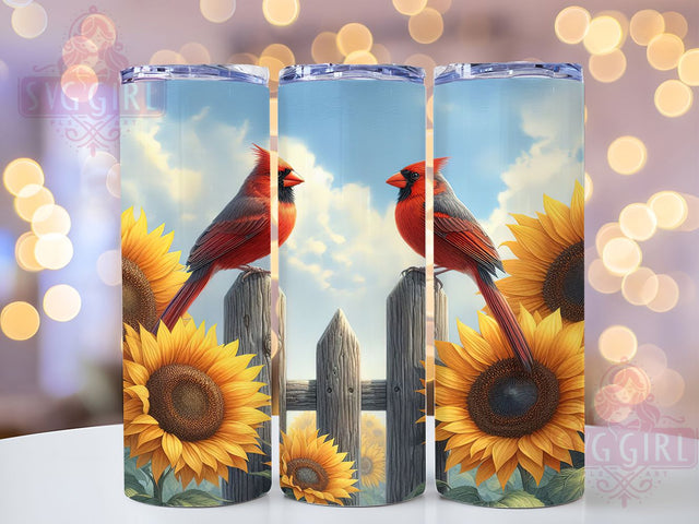 Watercolor Red Cardinal Sunflower Tumbler, Watercolor Bird Wrap, Cute Floral Cup, Nature Sublimation Design, Valentine Gift Tumbler, Sweet Cardinal Flowers Wrap, Adorable Bird Cup Sublimation SvggirlplusArt 