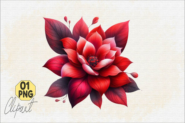 Watercolor Red Flowers Sublimation Clipart Sublimation SVGArt 