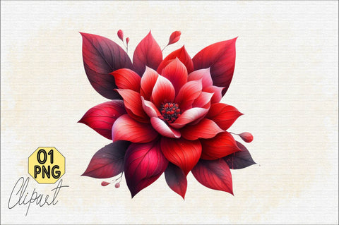 Watercolor Red Flowers Sublimation Clipart Sublimation SVGArt 