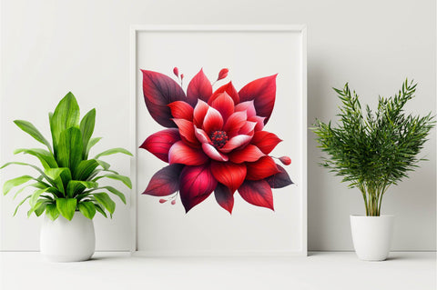 Watercolor Red Flowers Sublimation Clipart Sublimation SVGArt 