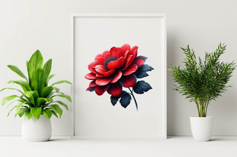 Watercolor Red Flowers Sublimation Clipart Sublimation SVGArt 
