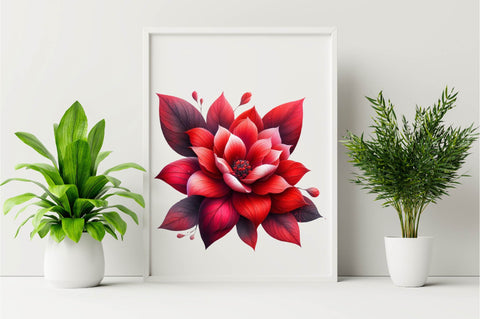 Watercolor Red Flowers Sublimation Clipart Sublimation SVGArt 