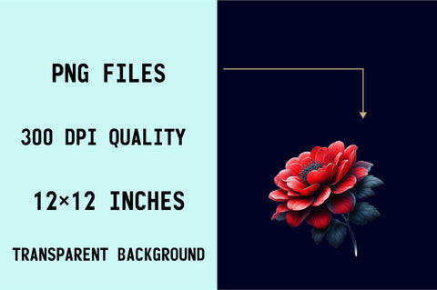 Watercolor Red Flowers Sublimation Clipart Sublimation SVGArt 