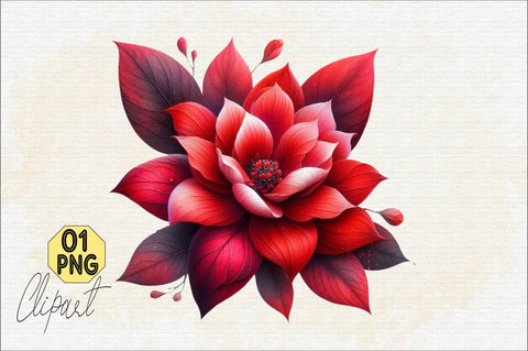 Watercolor Red Flowers Sublimation Clipart Sublimation SVGArt 