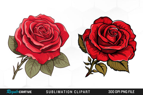 Watercolor Red Rose Clipart Bundle Sublimation Regulrcrative 