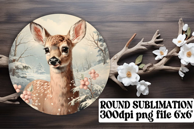 Watercolor Retro Christmas Keychain Design Round Sublimation afrosvg 