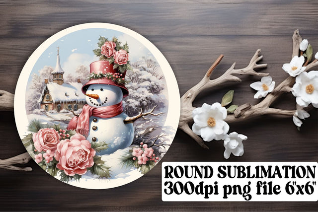 Watercolor Retro Christmas Keychain PNG Holiday Round Sublimation afrosvg 