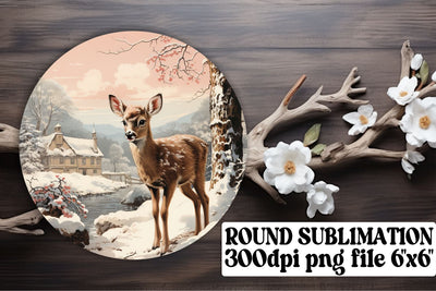 Watercolor Retro Christmas Keychain Round Design Holiday Sublimation afrosvg 