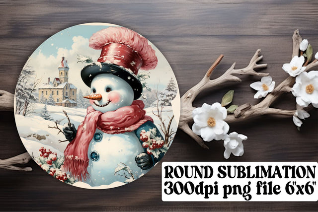 Watercolor Retro Christmas Keychain Round Design Holiday Sublimation afrosvg 