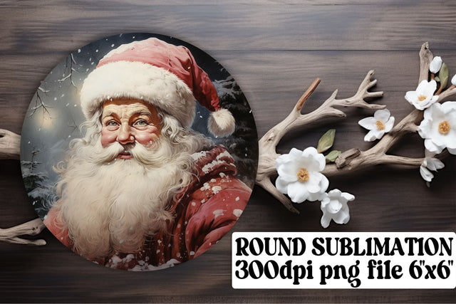 Watercolor Retro Christmas PNG Keychain Holiday Round Sublimation afrosvg 