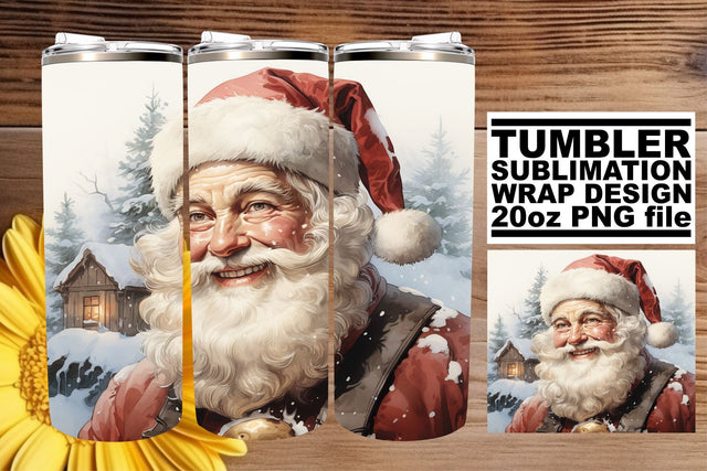 Watercolor Retro Christmas Tumbler Wrap Design - Holiday 20oz Sublimation afrosvg 