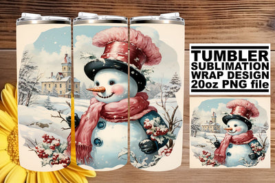 Watercolor Retro Christmas Tumbler Wrap - Holiday 20oz Clipart Sublimation afrosvg 