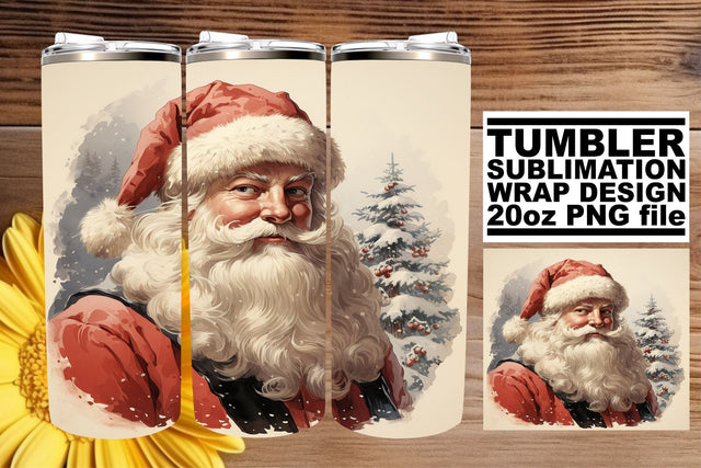 Watercolor Retro Christmas Tumbler Wrap - Holiday 20oz Sublimation afrosvg 
