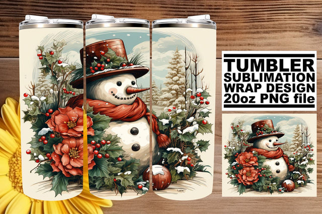 Watercolor Retro Christmas Tumbler Wrap - Holiday 20oz Sublimation afrosvg 