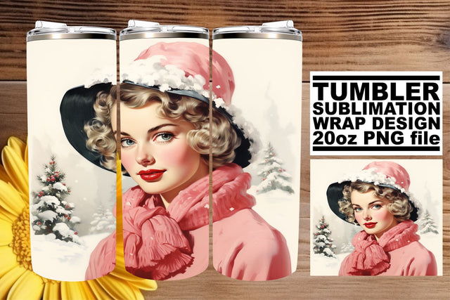 Watercolor Retro Christmas Wrap Sublimation - Tumbler 20oz Sublimation afrosvg 