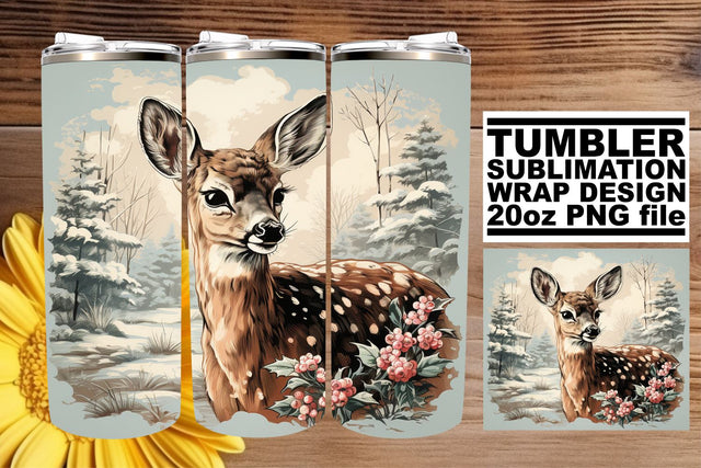 Watercolor Retro Holiday Design - Christmas Tumbler Wrap 20oz Sublimation afrosvg 